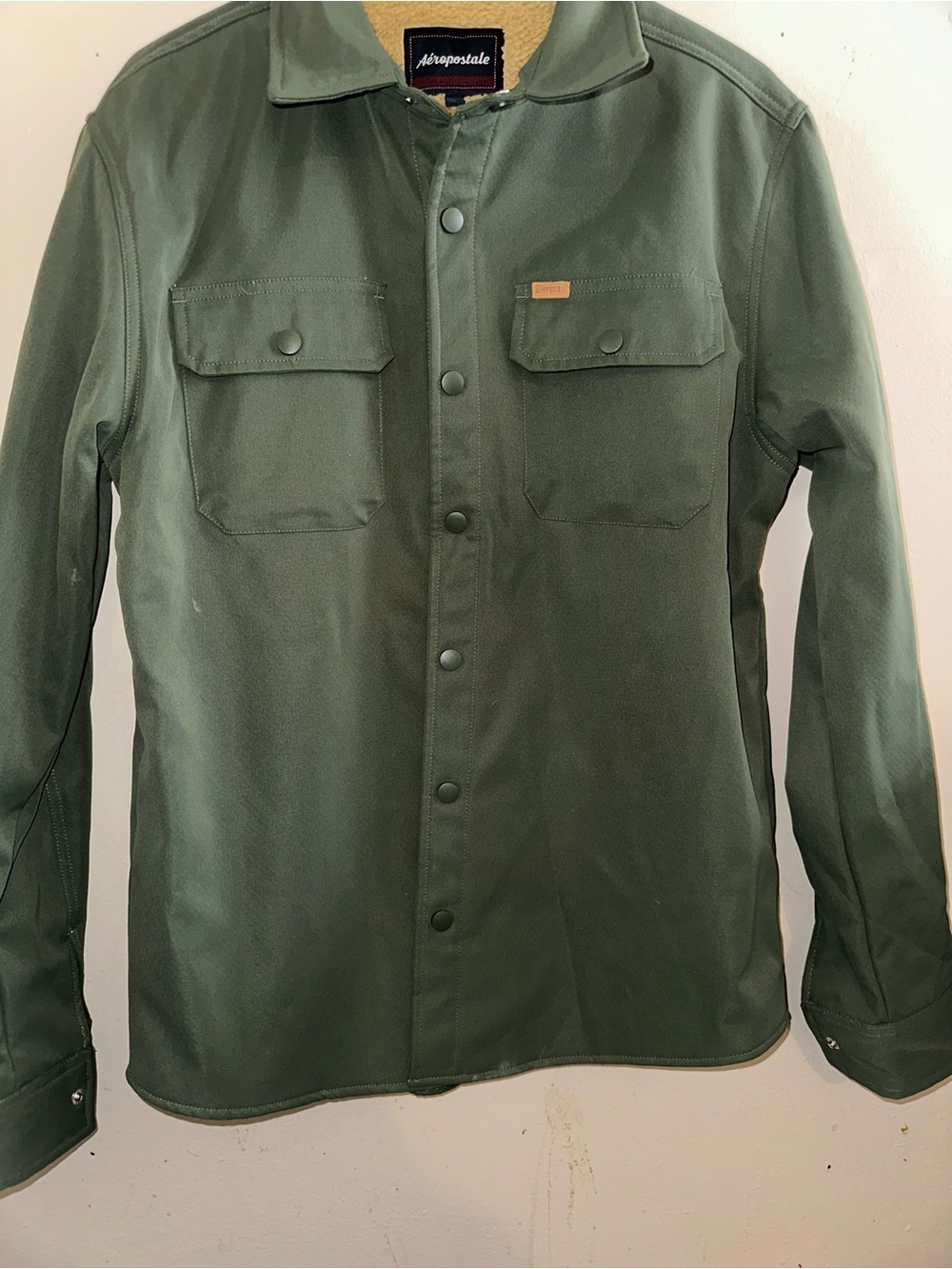 George Olive Green Snap-Front Shirt Jacket
